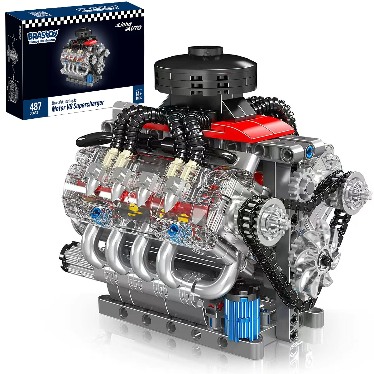 BRASTOY Blocos de Construção do Motor V8 487 Pcs ,Enviado do Brasil