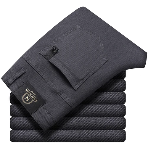 Nuevos pantalones informales para hombre de primavera y otoño hechos de algodón puro elásticos ajustados pantalones de pierna recta pantalones de pierna pequeña para pantalones casuales para hombre