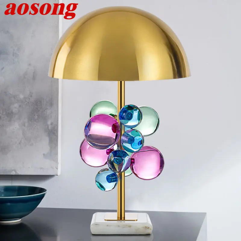 AOSONG Modern Table Lamp LED Creative Colored Decor CrystalDesk Light for Home Living Room Bedroom Bedside