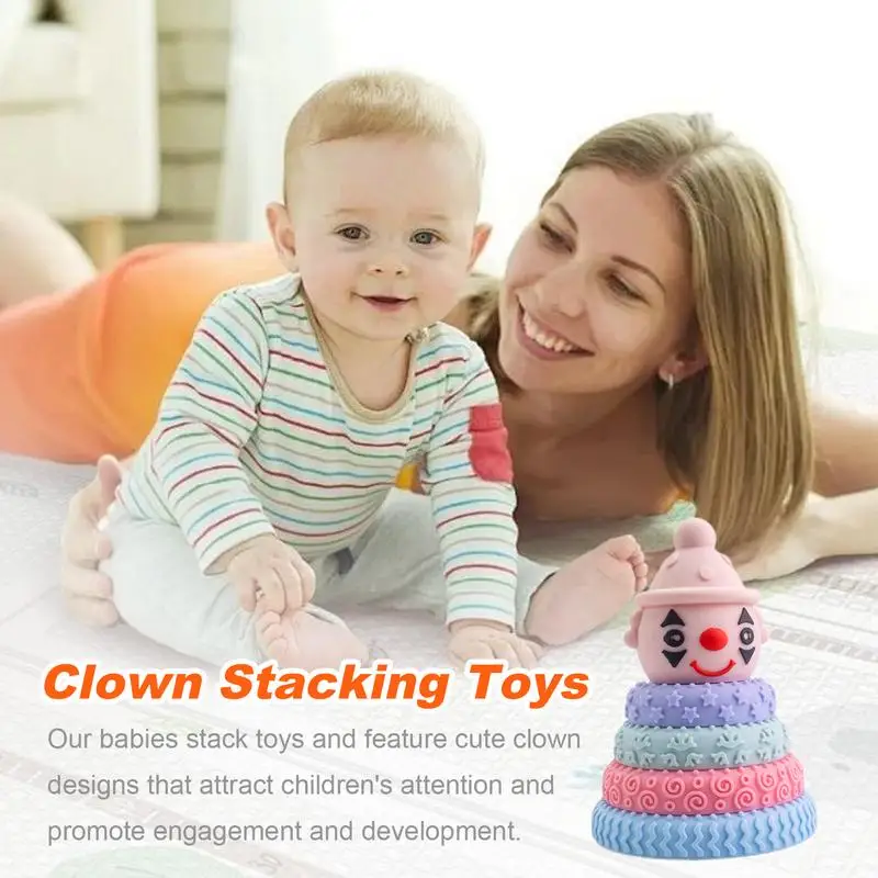 Ring Stacker Toy Colorful Stacking Toys Clown Design Toys To Develop Fine Motor Skills Preschool Learning Toy Educational Toy