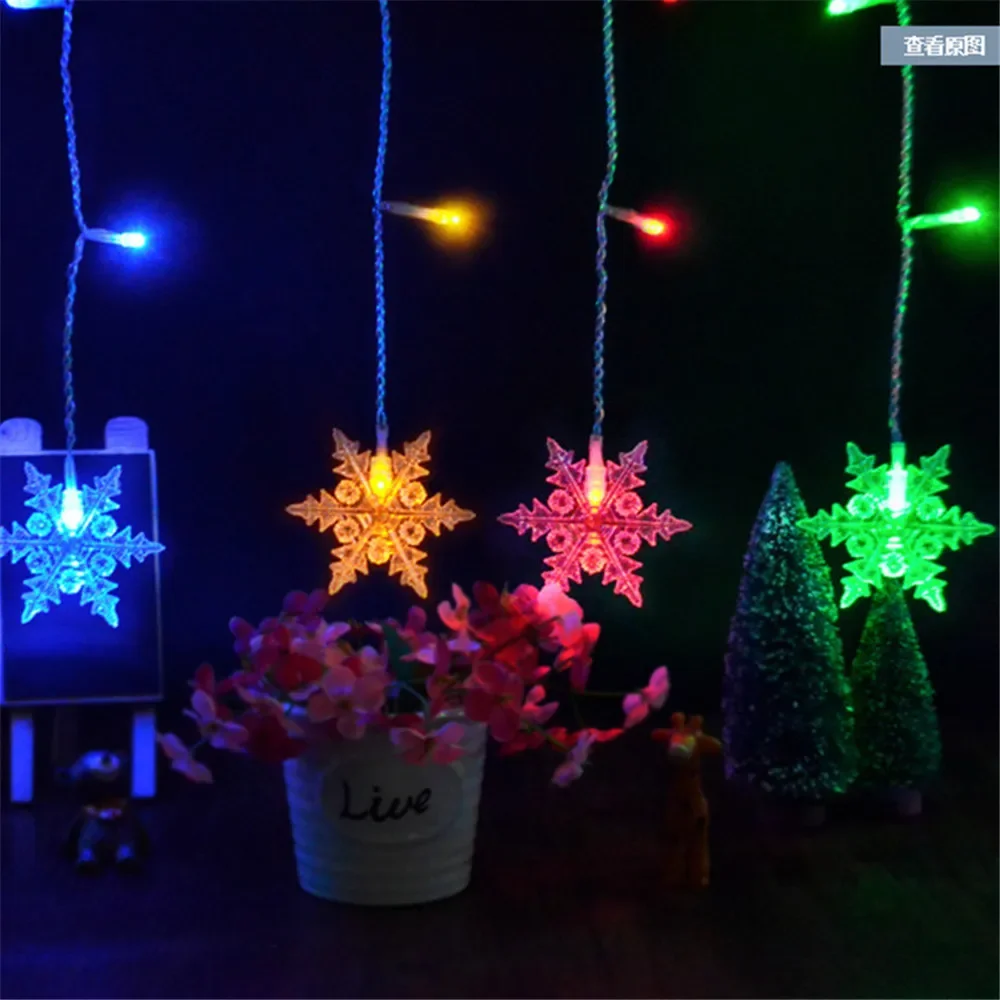 LED Christmas Wreath Light String Ice Piton Snowflake Curtain Light Street Garden EU Standard Plug Navidad 2024 New Year 2025