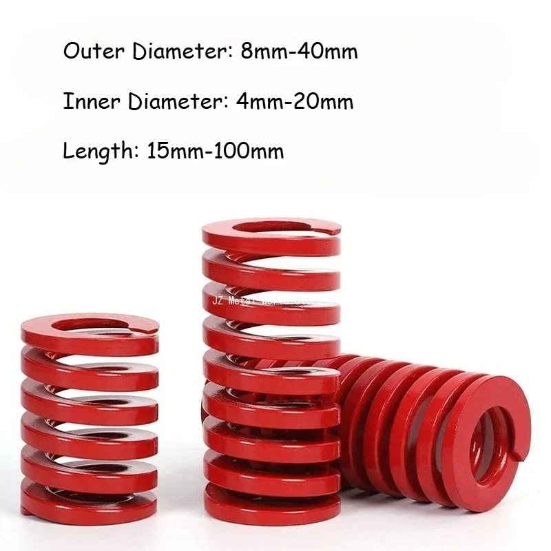 1Pcs Compression Spring Red Steel Medium Load Die Mold Spring  O Length 15-100mm Diameter 8 10 12 14 16 18 20 22 25 27 30 35mm