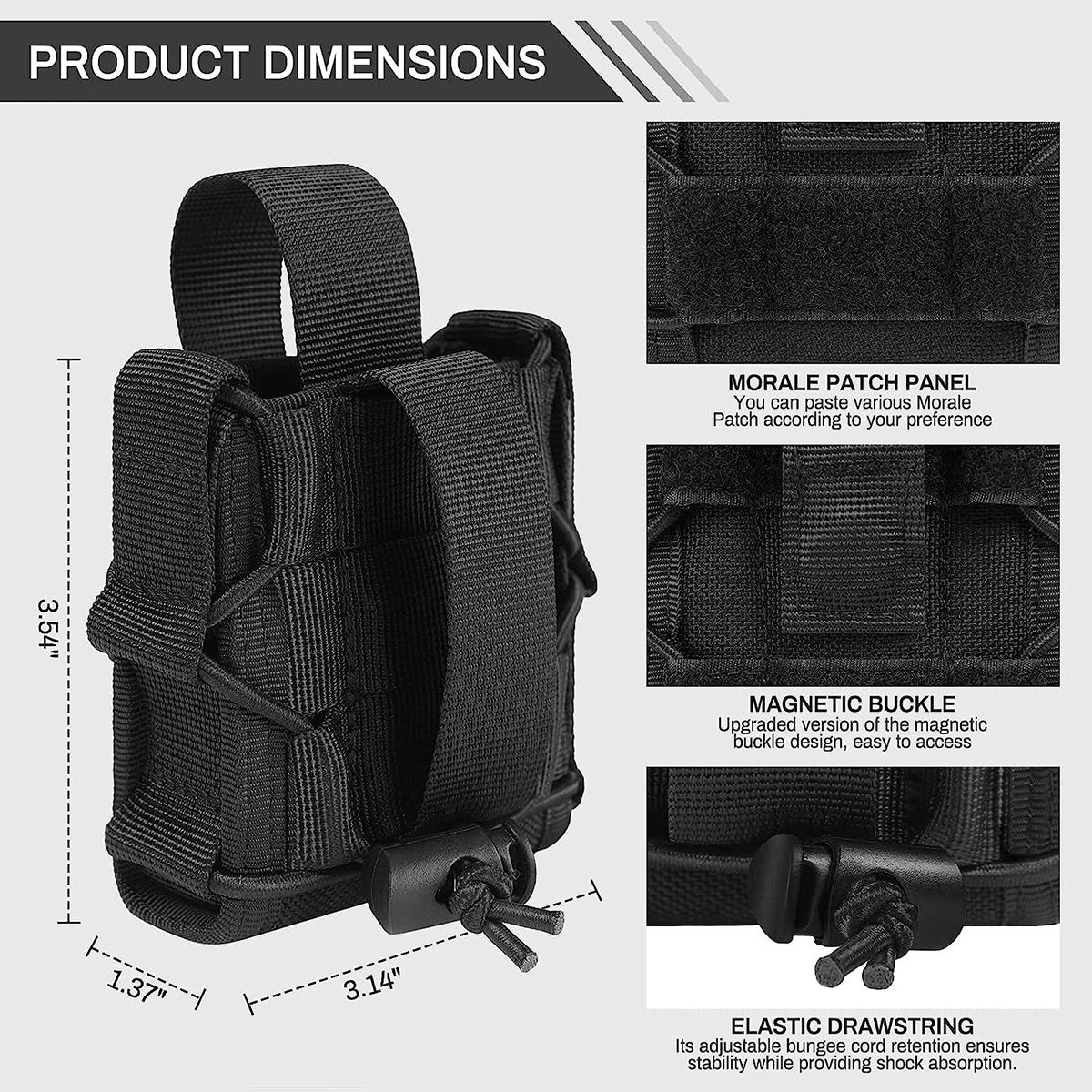 Imagem -04 - Open-top Molle Tactical Algema Pouch Fits Asp Articulada Cadeia Rígida Engrenagem de Alta Velocidade