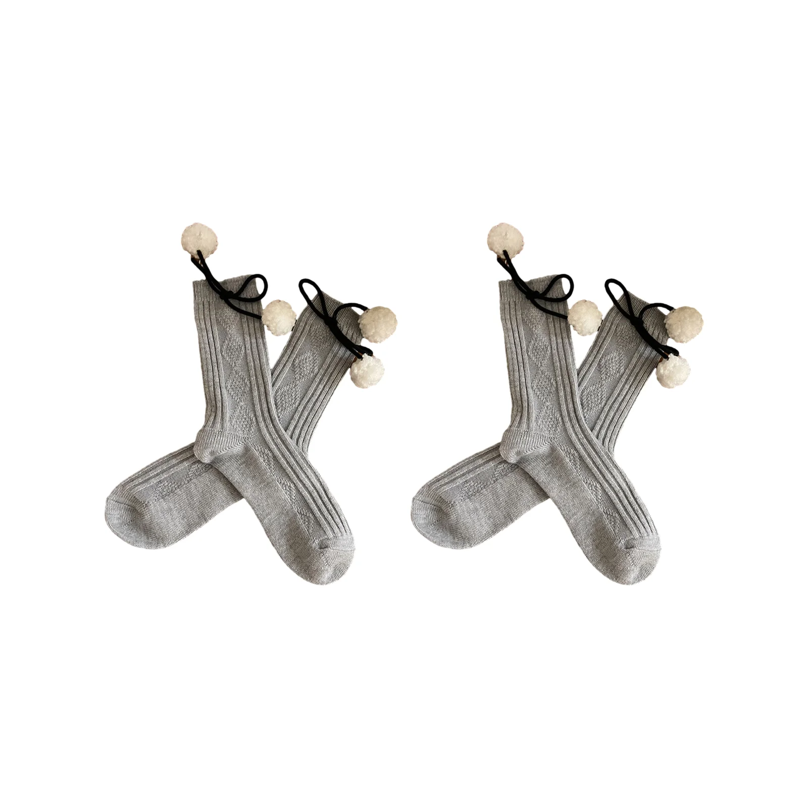 Four-color cute plush wool socks set (1 pair each of gray/apricot/black/white)