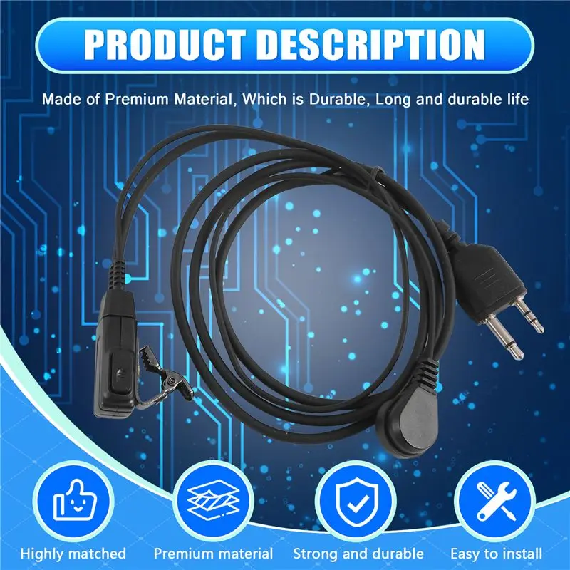 B04C-Air Sound Tube Earphone Microphone For Midland Walkie Talkie Alan GXT G6 G7 G8 G9 75-810 GXT650 LXT80 Wireless Earphone