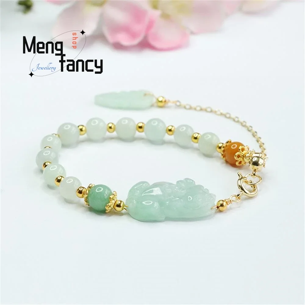 

Natural Myanmar Jadeite Pixiu Bracelet Exquisite Elegant Simple High-grade Couple Fashion Jewelry Sexy Young Girls Holiday Gifts