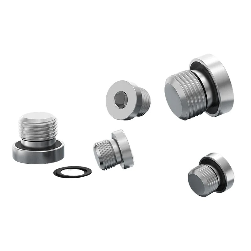 ‌ Bouchon à bride hexagonal en acier au carbone galvanisé, joint ED, bouchon d'huile hydraulique, raccord de tuyau, vis à filetage M8-M60, pneumatique hydraulique