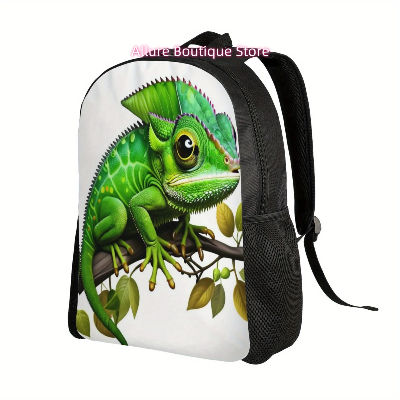Chameleon Print Lightweight Backpack - Adjustable, Large Capacity for School, Work, Travel & Sports