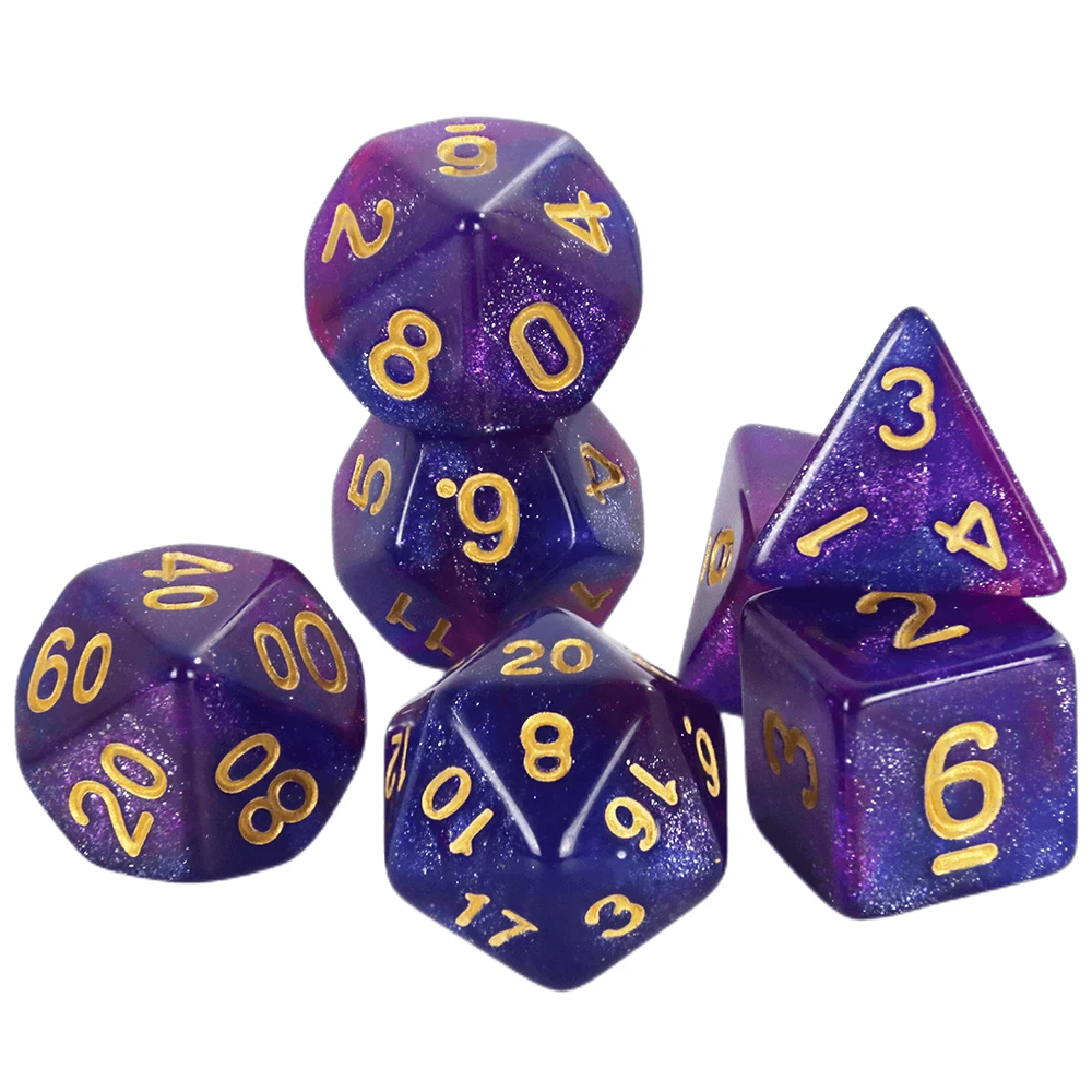 Würfelset, Brettspiele, Rollwürfel, Galaxie-Thema, polyedrisches Würfelset, erstaunlicher bunter Universum-Effekt für DND-Zubehör – Detail 8