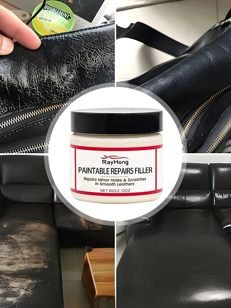 60ml Leather Filler Repair Compound Leather Restoration Cream Auto Leather Repair Cream Tears Crack Burns Holes Filler
