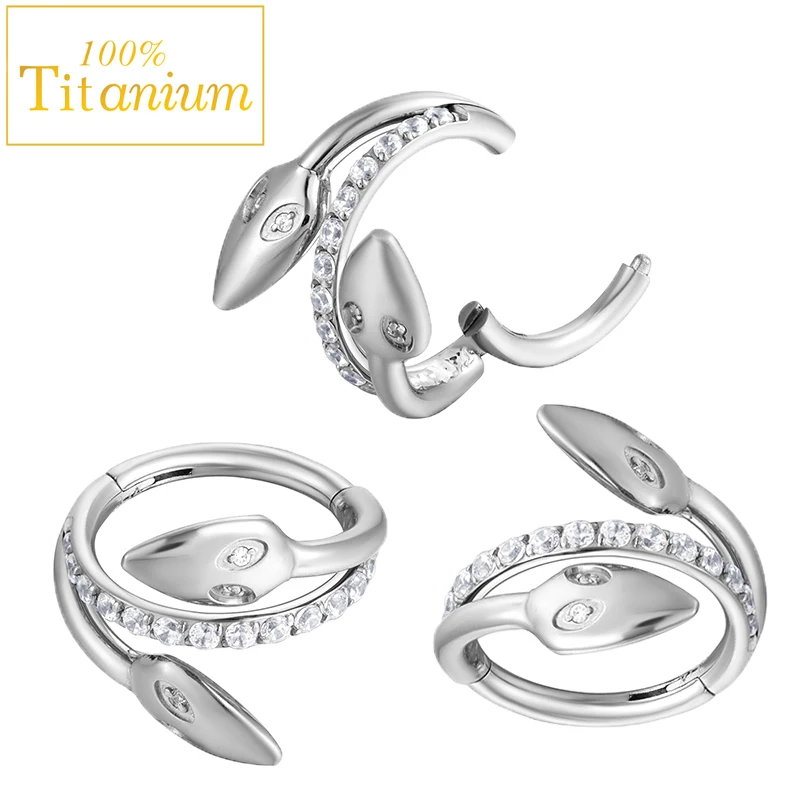 F136 Titanium Zircon Septum Piercing Earrings 16G Hight Segment Clicker Nose Rings Ear Daith Tragus Cartilage Helix Nariz Hoops