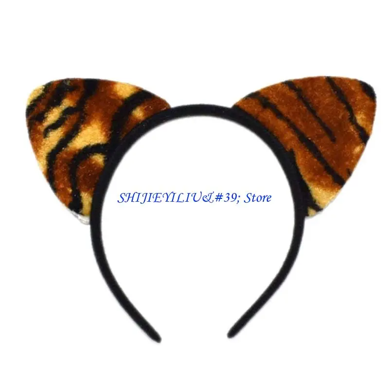 

E21F Animal Hair Hoop Leopard Cats Ear Headband Hair Accessories Cow Print Hair