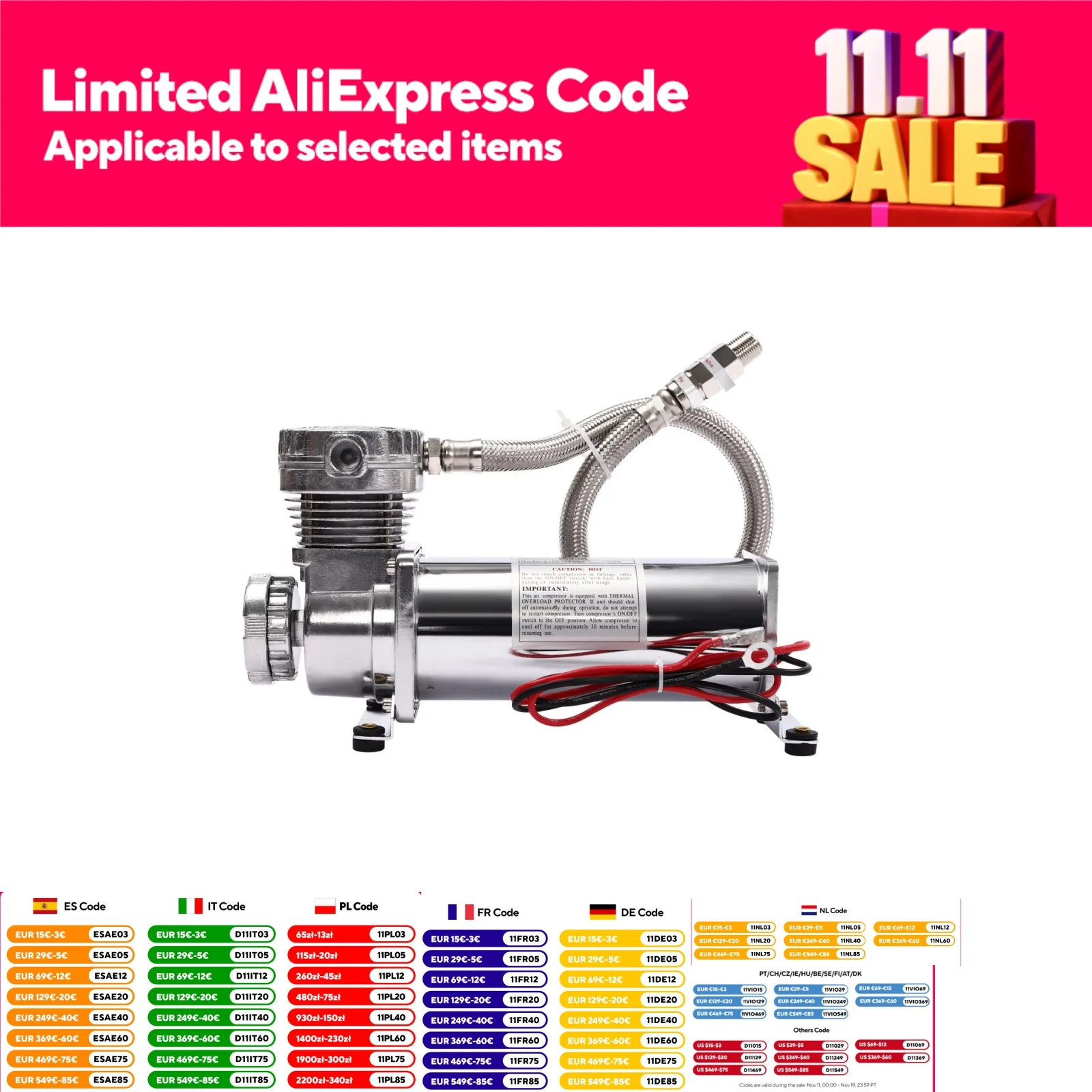 

DC 12V High Pressure Car Air Suspension Pump Heavy Duty Air Compressor Kit 200 PSI
