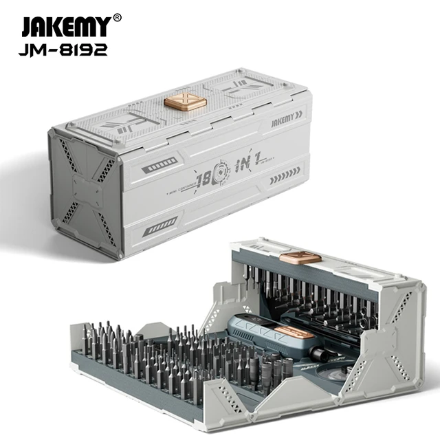JAKEMY JM-8192 Zestaw wkrętaków precyzyjnych 180 w 1 Magnetyczne końcówki Torx CR-V do telefonów komórkowych PC Tablety Elektroniczne narzędzia naprawcze