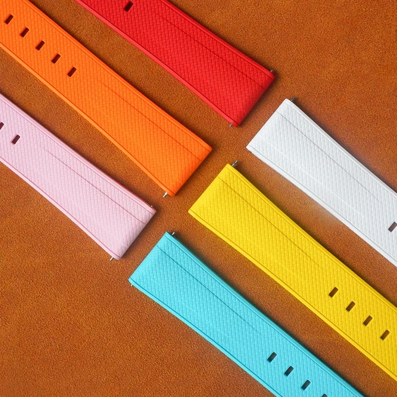 Nueva correa de reloj de goma fluorada para Seriko Blancpain Tudor 20mm 22mm con estampado de tela vela FKM correas de reloj de goma hombre buceo impermeable