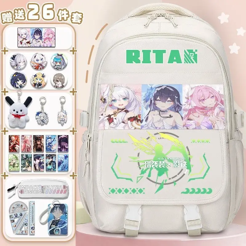 Honkai Impact 3 حقيبة عنصر Ailiya سعة كبيرة لطلاب المدارس الابتدائية الثانوية بنين وبنات مظهر عالي متعدد الاستخدامات #6