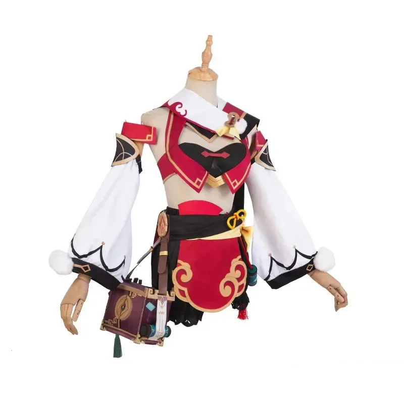 DY20Genshin تأثير Yanfei فستان لعبة البدلة موحدة يان فاي تأثيري حلي شعر مستعار قبعة قرون حقيبة الدعائم حفلة الهالوين حريري الزي u