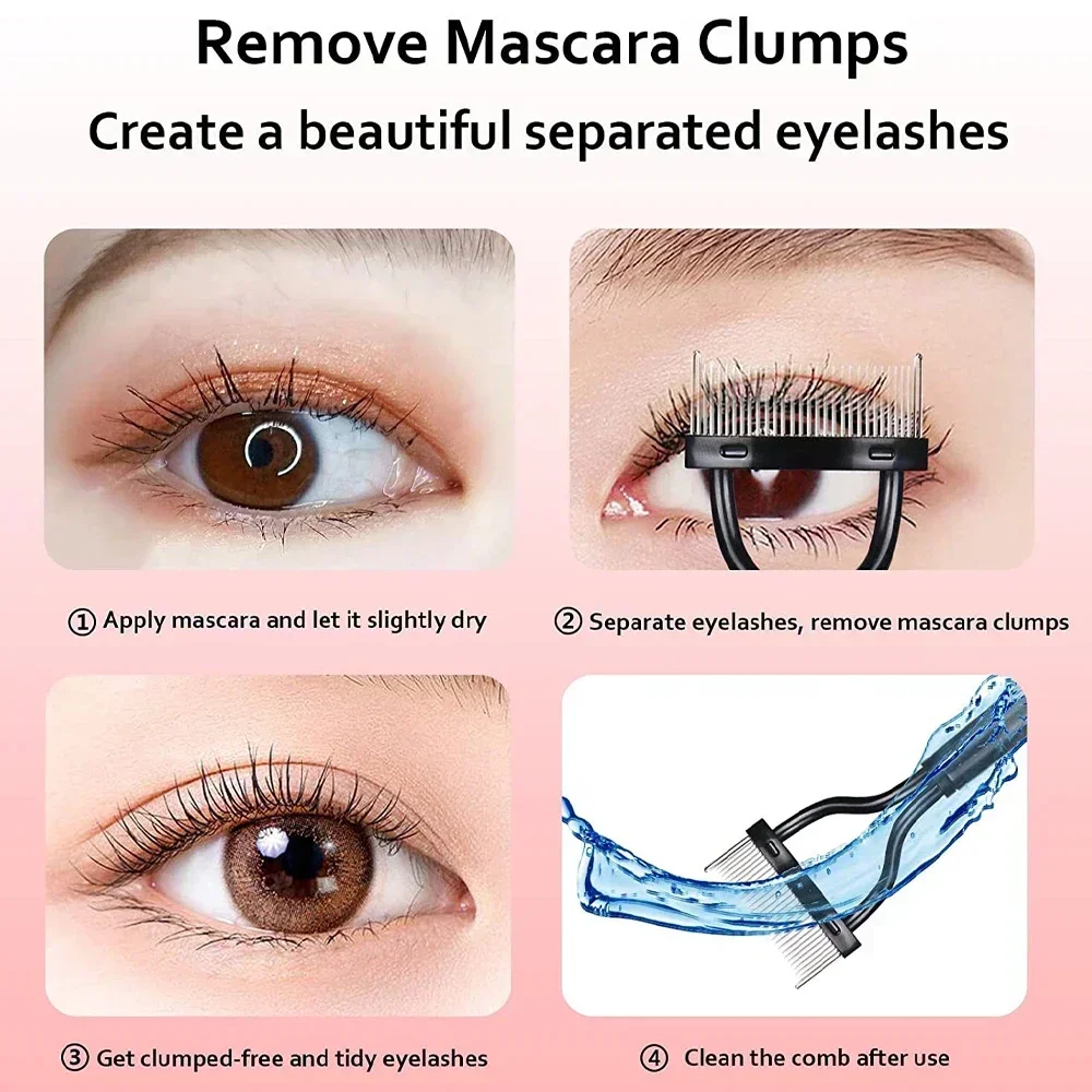 2 in 1 Opvouwbare Wimper Separator Metalen Tanden Rechte Wimperkruller Wimper Borstel Kam Mascara Krul Lash Beauty Makeup Tools