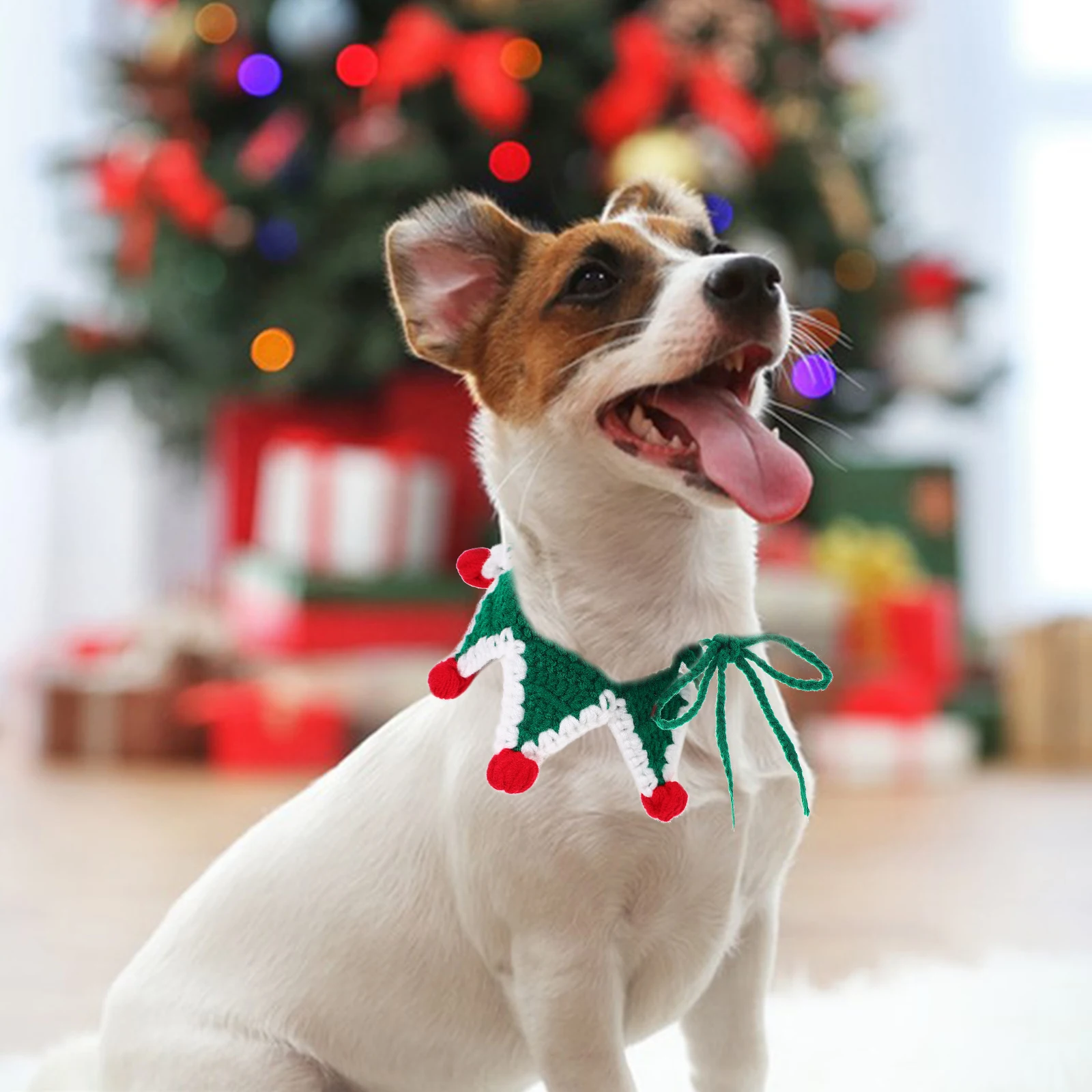 

Christmas Pet Scarf Cat Dog Decorative Xmas Elk H Knitted Warm Soft Material Gift Pet Supply Role Play