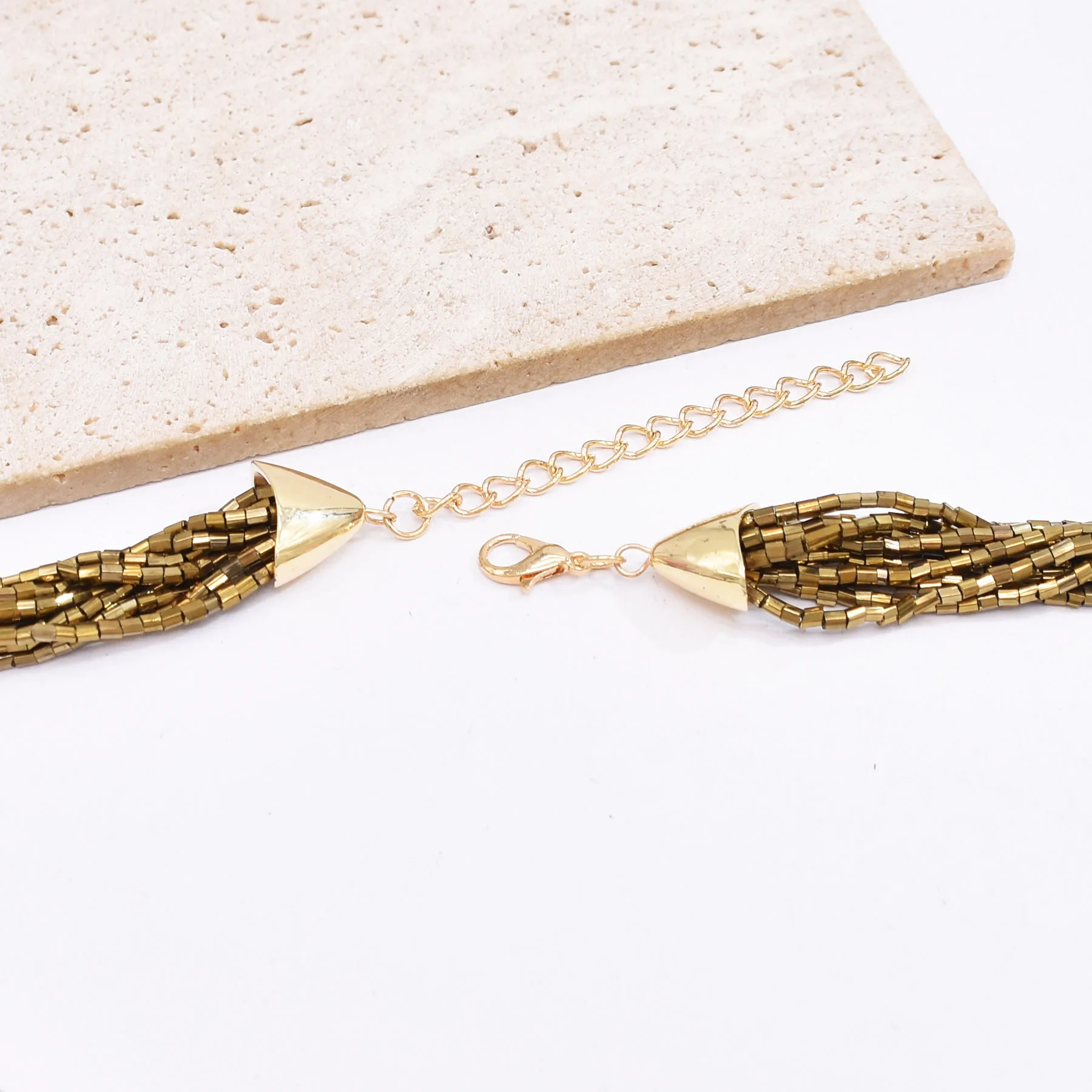 Mode übertriebene braune Perlen Knoten Pullover Kette Halskette für Frauen europäischen amerikanischen lange Perlen Kette Quaste Hals Schmuck – Detail 10