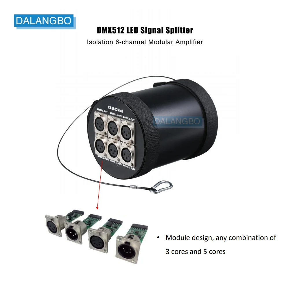 Splitter per amplificatore di distribuzione Splitter DMX512 a 3 Pin o 5 Pin DMX512 a 6 vie DMX 512