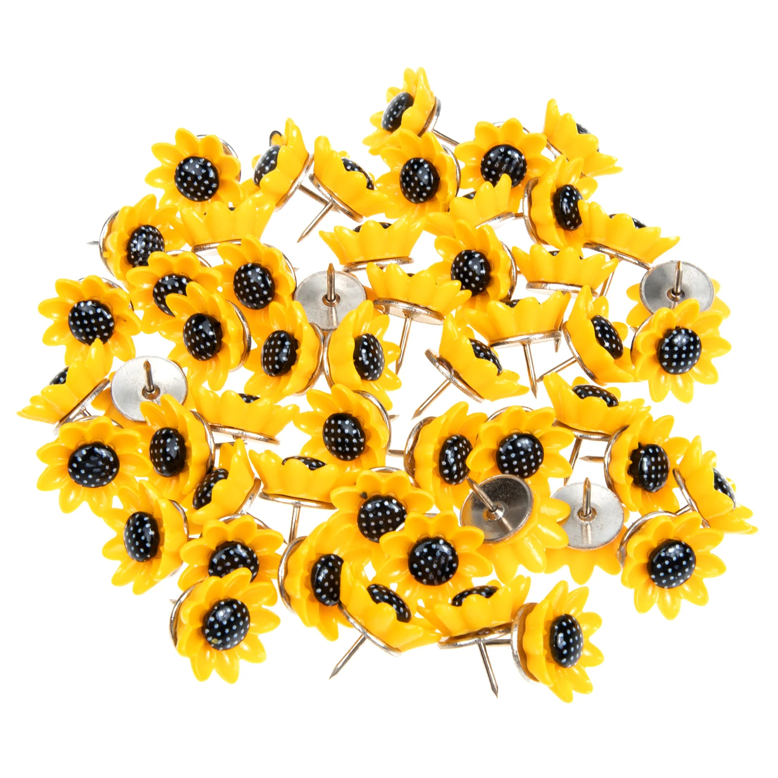 

50 Pcs Thumb Tacks Paper Push Pin Sunflower Thumbtacks Bulk Board Brads Classroom Cork Modeling Short Hair Decorative