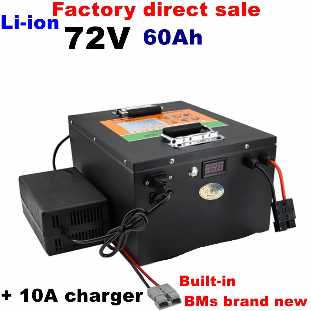 waterproof lithium 72V 60Ah lifepo4 battery BMS for 5500W 3500W bicycle bike scooter Motorbike Motorcycle + 10A charger