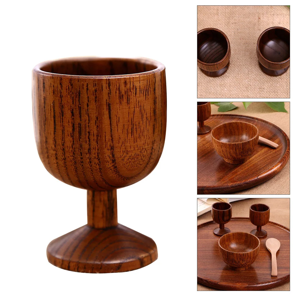 

1pc Acid Jujube Wood Wine Glass Natural Solid Wood Polished Surface Camping Bbq Party Wedding Festival Use Wine Goblet Cup For