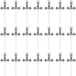 60pcs Alloy Dagger Pendants Antique Silver Sword Pendants Bookmarks Charms for Book Lover Metal Dagger Pendants Anime Figures