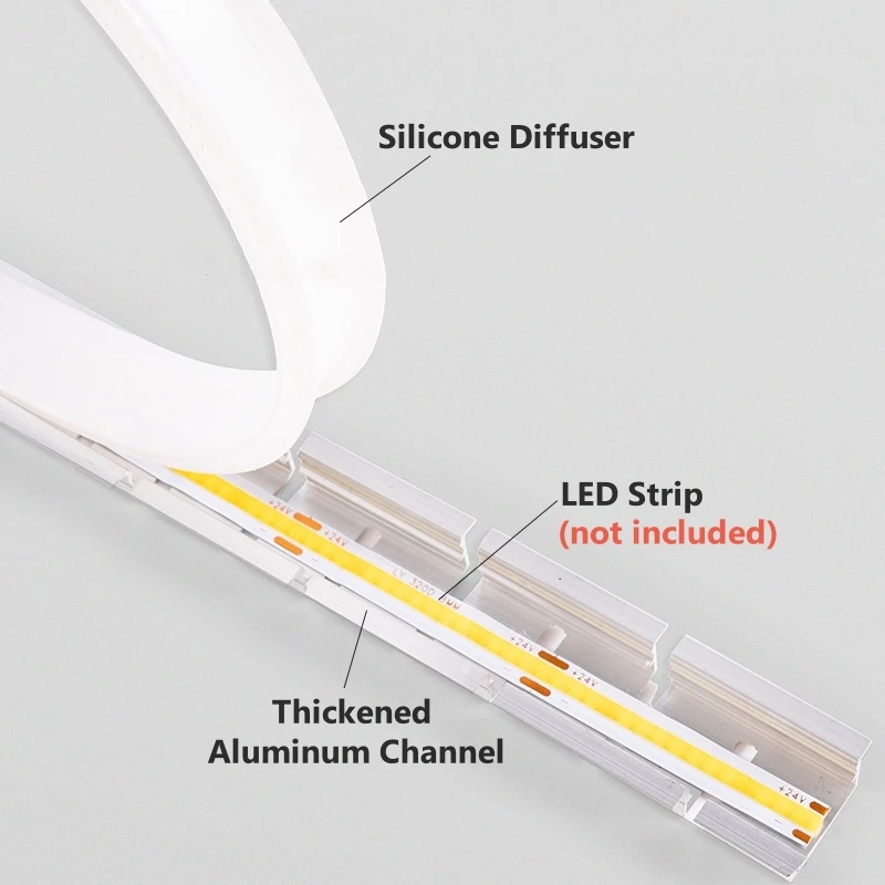 U-Shape Curved LED Aluminum Profile Recessed Bendable Channel Silicone Diffuser Wall Ceiling Drywall Decor Linear Strip Light
