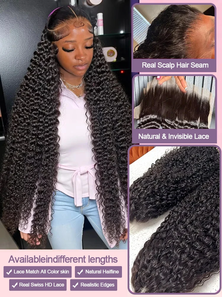 40 بوصة موجة عميقة شعر مستعار أمامي شعر بشري كامل 360 شعر مستعار دانتيل شعر مستعار أنثى 100 أسود مجعد أمامي الدانتيل موجة المياه 13X6 Hd الدانتيل الجبهة