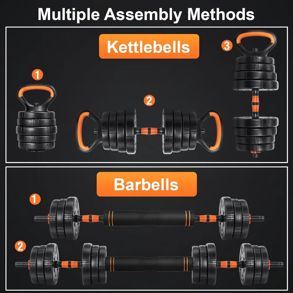 Adjustable Dumbbell Set, 22/44/66/88lbs Free Weights Dumbbells for Home Gym, 4 in 1 Set, Barbell Set, Dumbbell Set