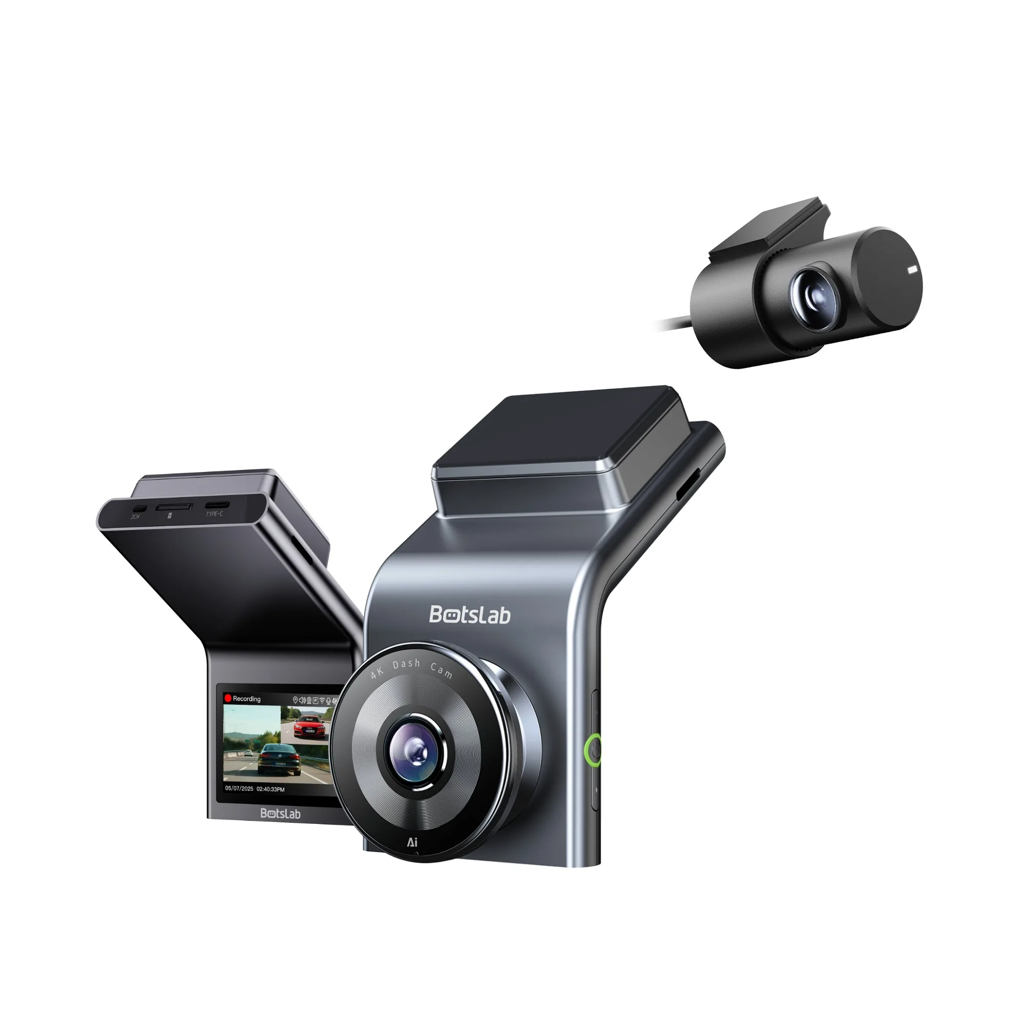 Botslab G300H Plus 4K Dash Cam 2 Channel 170 150 Wide Angle Built in GPS 24H Parking Mode 2 4G WiFi 64GB SD Card Included