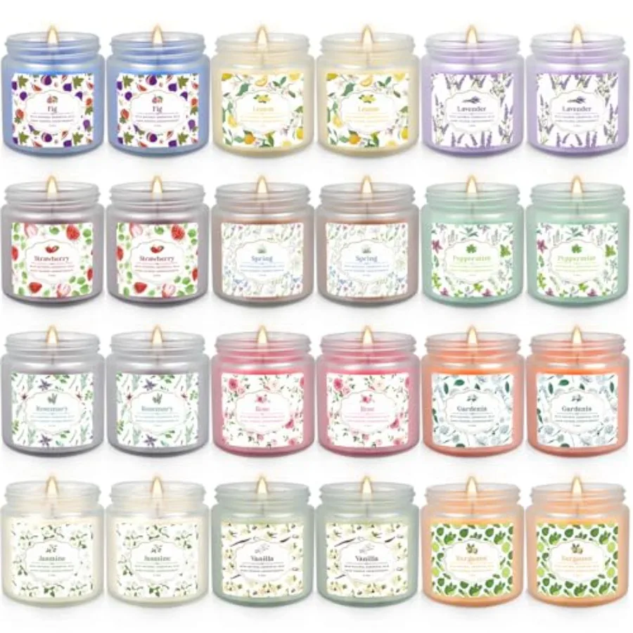 24 Pack Scented Candles with Added Natural Essential Oils, 3.5oz, Suitable for Various Festivals, Parties, Yoga, and Home Scene