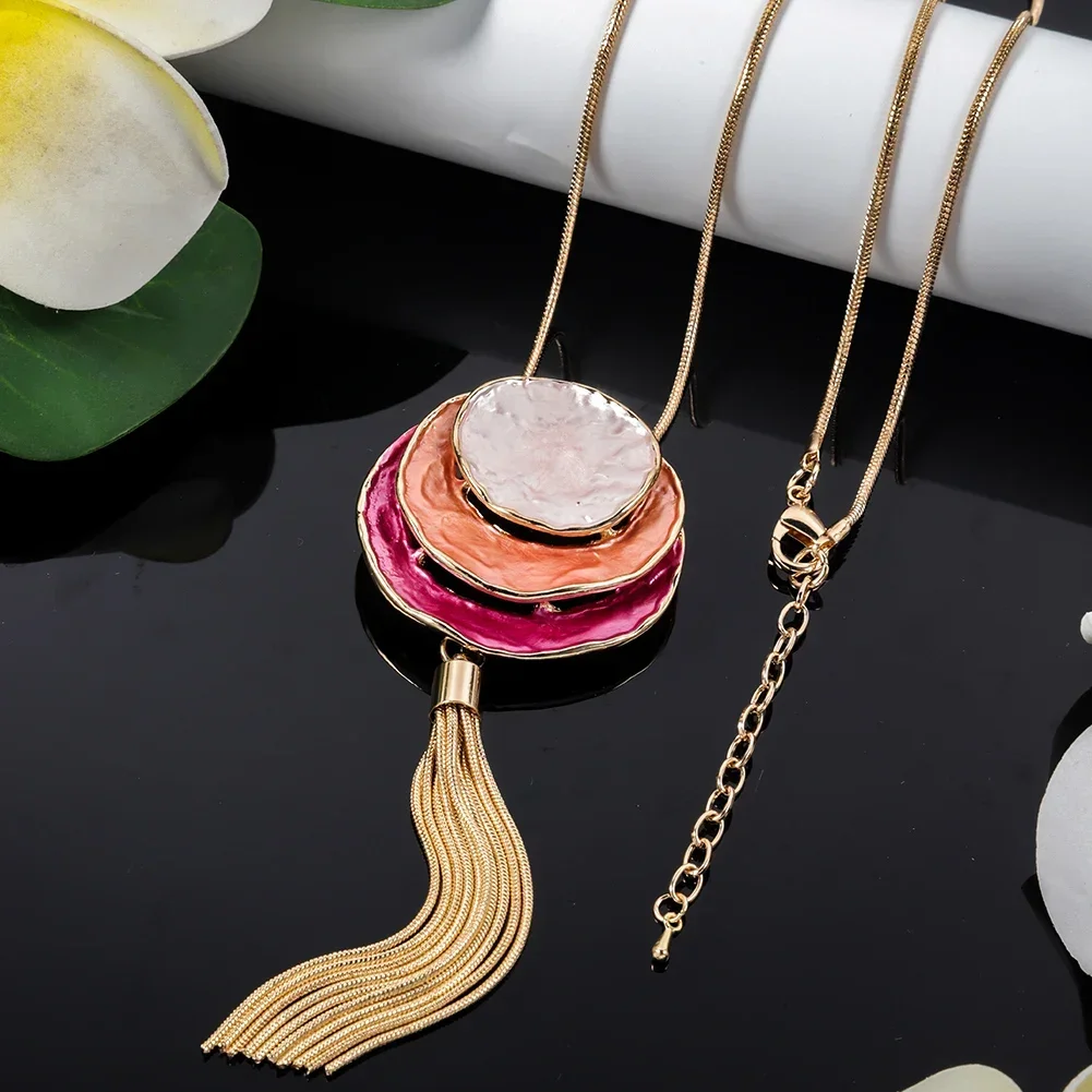 New in Pendant Necklace Round Layered Purple Fashion Chains 2023 Unique Trendy Jewelry Luxurious Gift Necklaces for Women Luxury