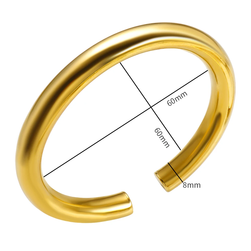 Women's Thick Tube Cuff Bangle Bracelet, Stainless Steel