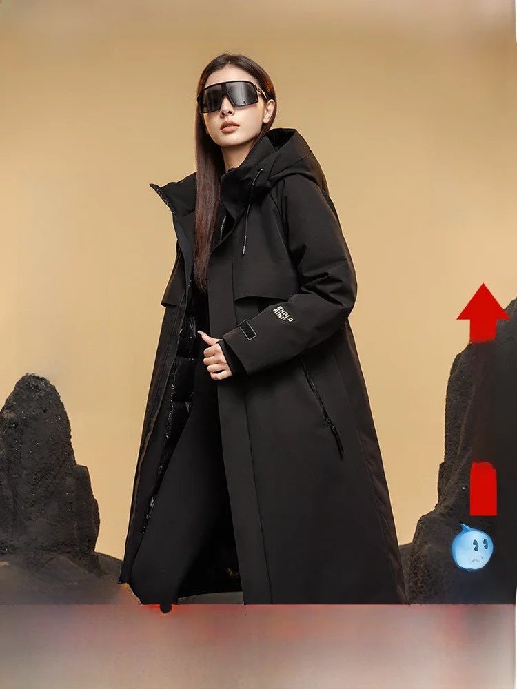 

Новая зимняя коллекция 2024: Утепленное женское пальто Bla Obsidian Goose down Jaet Long Street Sle Hip Hop Thiened для снежной погоды