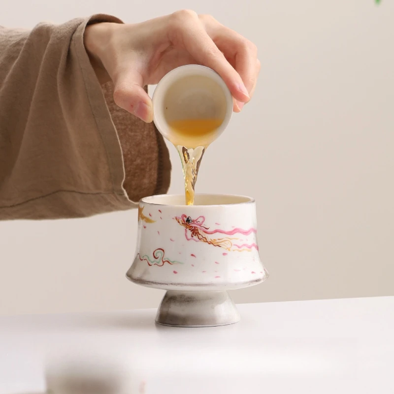 Hand-painted ceramic tea residue bowl for home use, tea washing bowl, small tea basin, small tea bucket,tea ceremony accessories