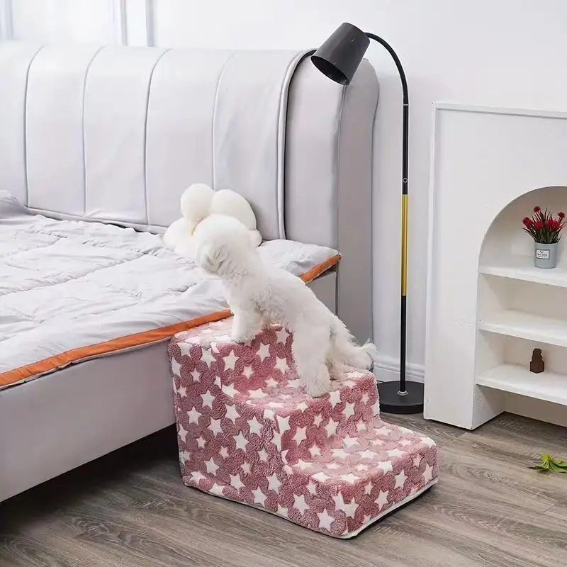 3/4 Pets Steps Foam Dogs Secure Stairs Ramps Non-Slip Pets Star Steps for Protect Older Dogs Pets with Joint Pain Sofa Bed Ladde view 5