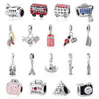 Original 925 Sterling Silver Charms Love Travel London Bus Suitcase Paris Beads Fit Brand Bracelets Necklaces Women DIY Jewelry
