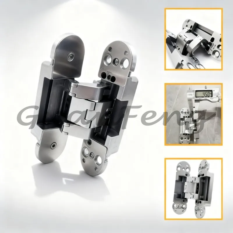 Black 3D Adjustable Concealed Door Hinge, Euro‑Style Heavy‑Duty Hidden Invisible Hinge for Wooden Interior Door Assembly