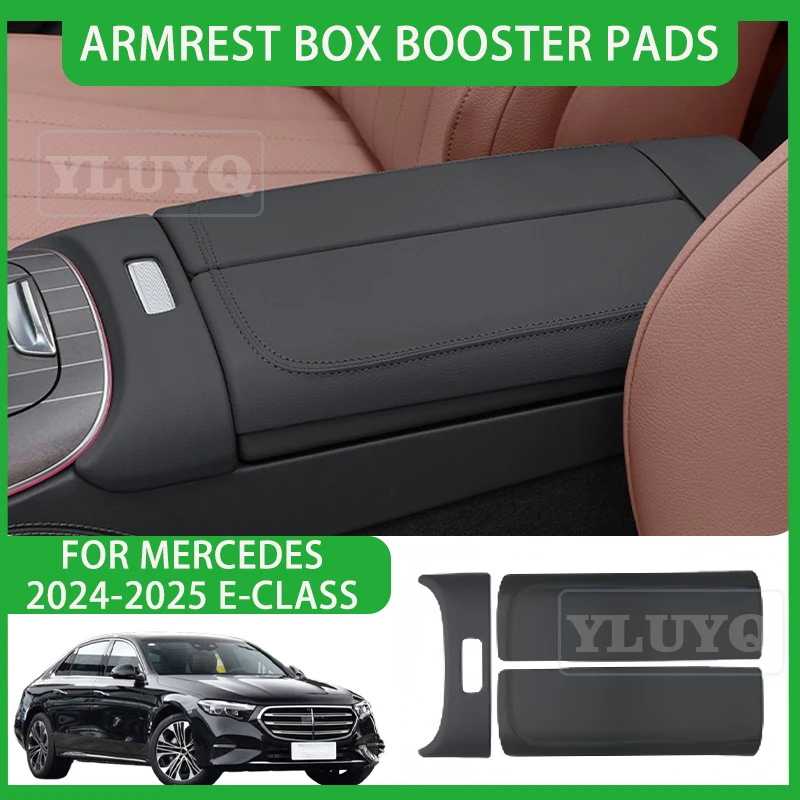 

For Mercedes-Benz E-Class E300 Armrest Box Booster Mat Leather Case 2024-2025 E260 Decorative Patch Car Interior Accessories