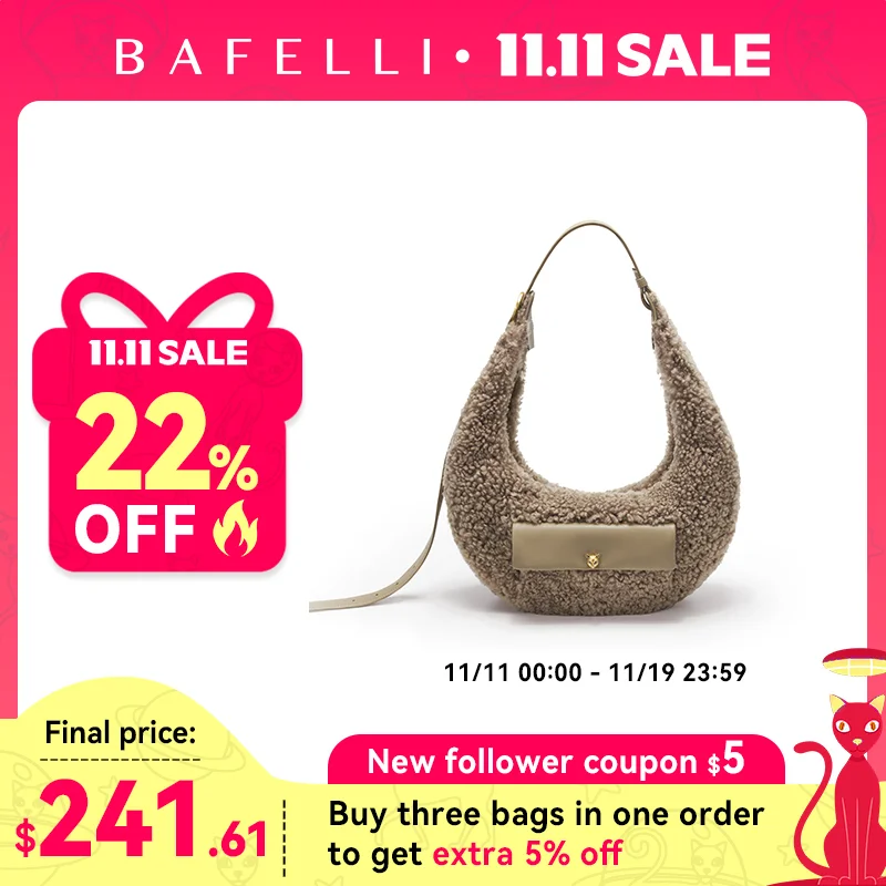 미니멀리스트 럭셔리 디자이너 스몰 니치 브랜드 정품 울 크로스바디 반원형 가방, 언더암 캐리 초승달 모양 캐주얼 여성, 신제품