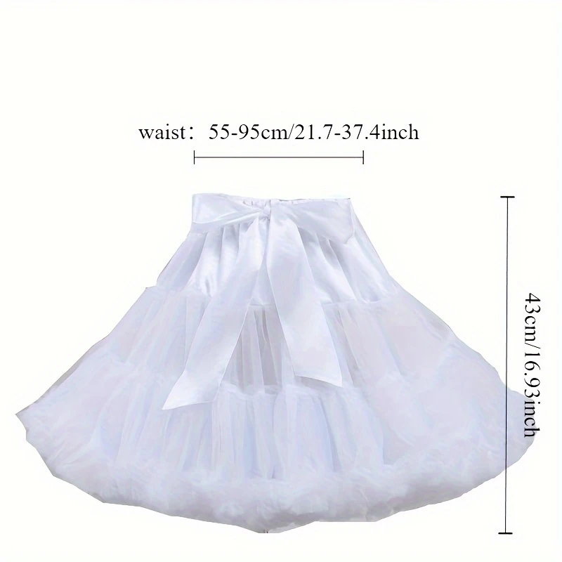 1pc Fashionable Style White Tulle Crinoline, Polyester Puffy Skirt Insert Cosplay and Dresses, Hand Washable, Valenti