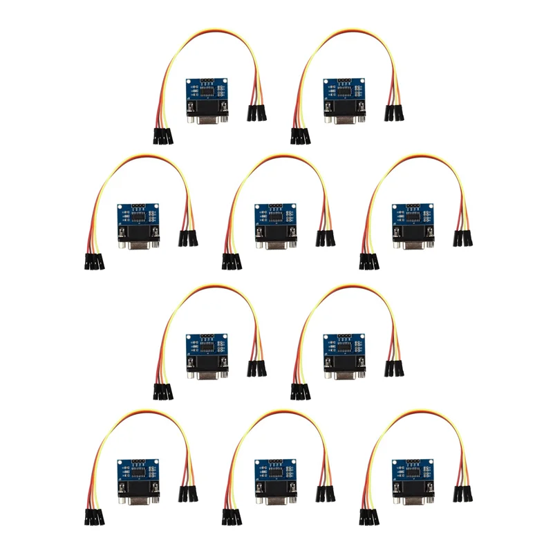 B04B-10X MAX3232 RS232 Serial Port To TTL Converter Module DB9 Connector W/ 4 Jump Cables