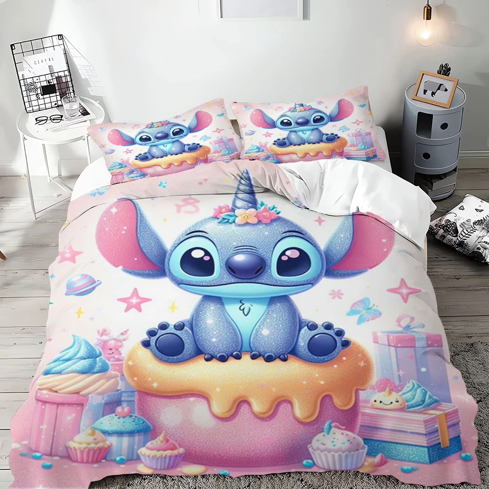 Stitch Duvet Cover 3d Colorful Print Full Size Microfiber Bedding Set with Duvet Cover Bedroom Decoration