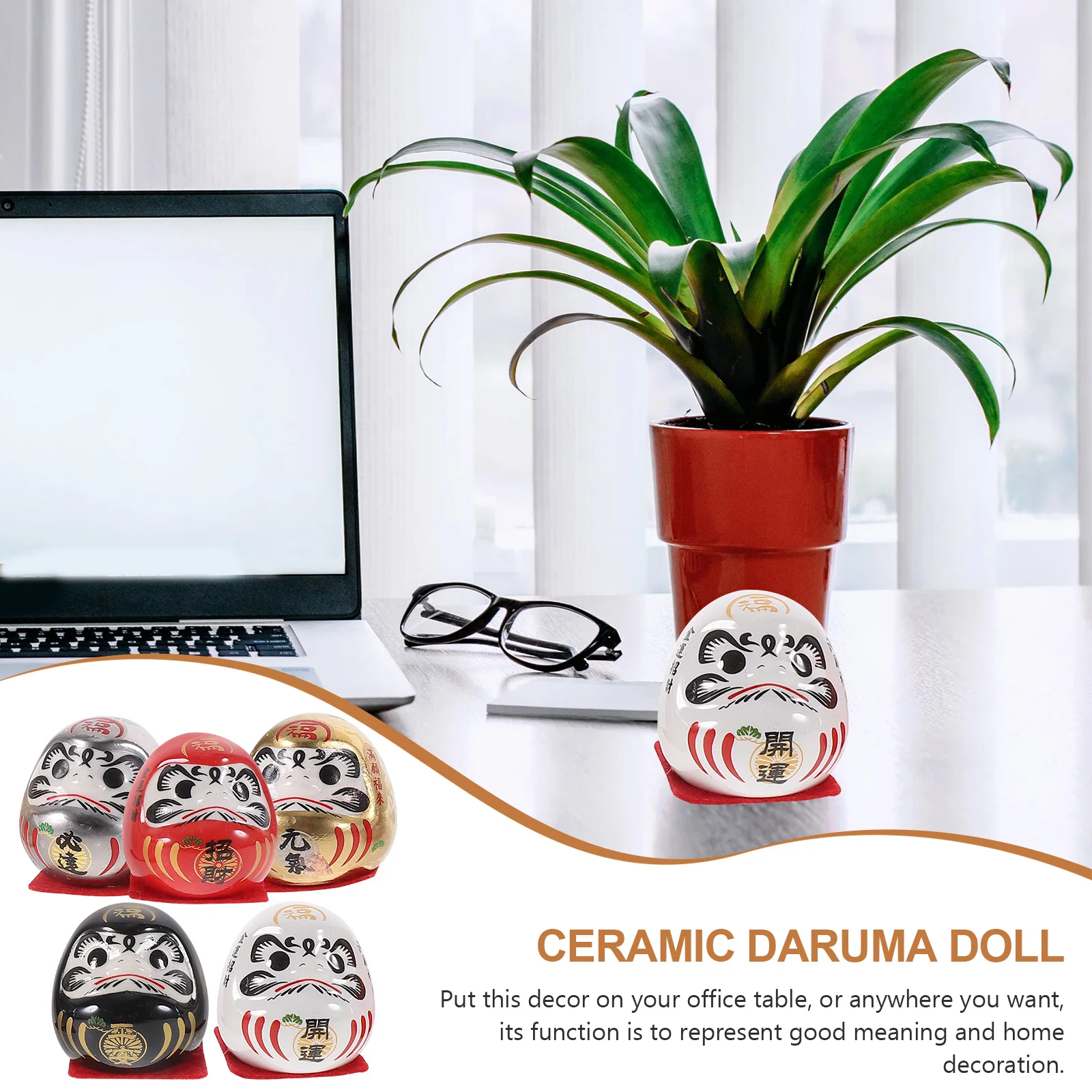 

1Set Ceramic Japanese Home Decor Fortune Ornament Car Interior Decoration Miniature Traditional Statue Desktop Craft Gift