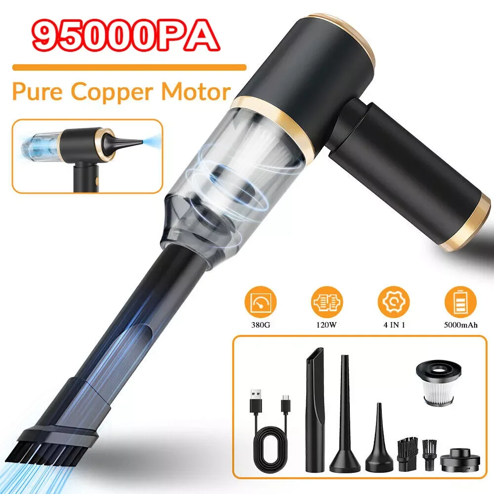 

Portable Car Vacuum Cleaner 4 in 1 Strong Suction Charge Dual-Purpose Cordless Wireless Handheld Mini Blower 95000PA Air Blowers