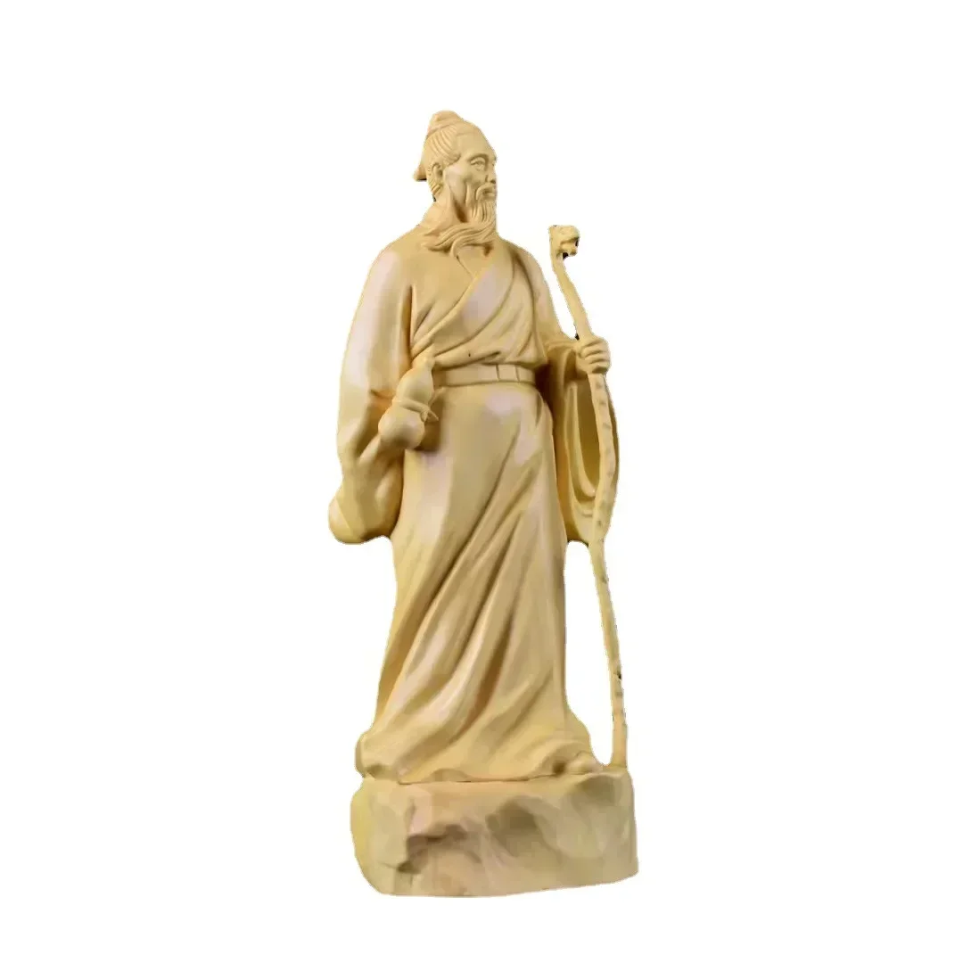 

solid wood Three Kingdoms period Physician Statue of Hua Tuo statue wood carving character ornament Home Decor Accessories 18cm