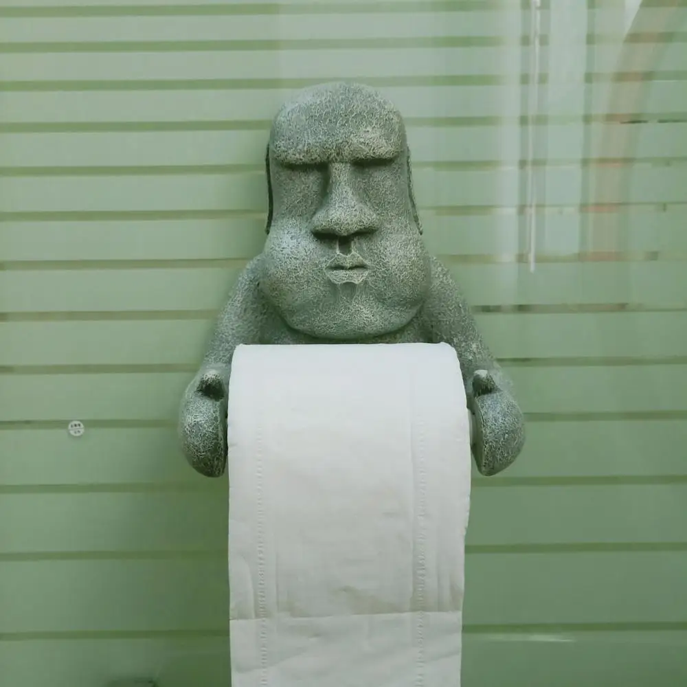 

Tissue Holder Easter Island Moai Design Wall Mounted Toilet Roll Paper Rack Durable Storage Supplies for Bathroom